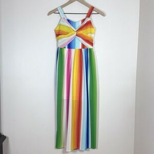 Amy Byer Girls Rainbow Stripe Maxi Dress Size 10  Twist Front Sleeveless Summer
